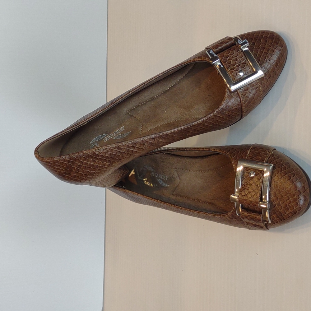 A2 by Aerosoles Sketchpad Brn Faux Snakeskin Silvertone Buckle Slip On H…
